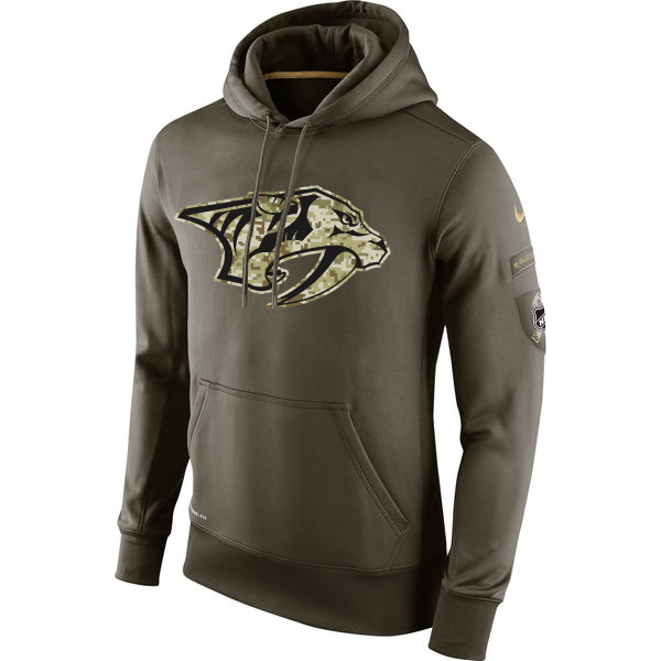 Men NHL Nashville Predators Nike Olive Salute To Service KO Performance Hoodie Green